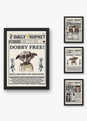 Quadro 3d Harry Potter - Jornal Profeta Diário Dobby Free