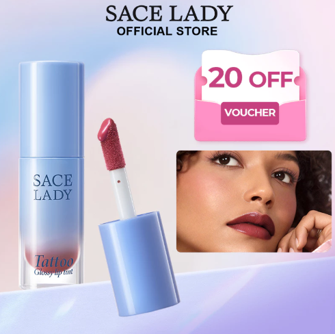 Gloss Labial Brilhante SACE LADY Não Pegajoso 16H Sem Transferência Brilho Vítreo