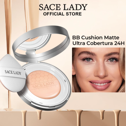 Base Líquida Cushion Corretivo Foundation SACE LADY FPS30 Creme Alta Cobertura Aplicação Fácil