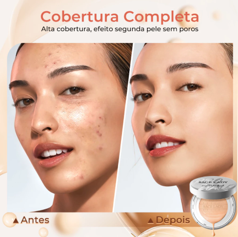 Base Líquida Cushion Corretivo Foundation SACE LADY FPS30 Creme Alta Cobertura Aplicação Fácil