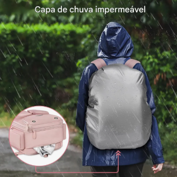 Mochila de Viagem Taygeer 1727 c/ Compressão a Vácuo e Notebook 17" Rosa