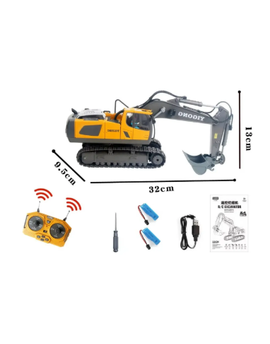 Escavadeira de Controle Remoto Mr. Gadgets YG2580 Amarela com Luzes e Sons