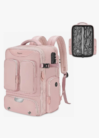 Mochila de Viagem Taygeer 1727 c/ Compressão a Vácuo e Notebook 17" Rosa